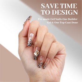 2 Packs Bling Coffin Press on Nails Y2K Square Fake Nails with Vivid Color Fashion Glossy Gel Acrylic Reusable UV Finish Full Cover Stick on Nails for Women Girls Leopard Pattern 24 PCS