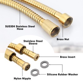 Shower Hose Replacement for Grohe 28143000 59" Metal Longlife Shower Hose,Replacement Shower Hose Suitable for Use with Any GROHE Hand Shower,Durable Metal Construction (Gold)