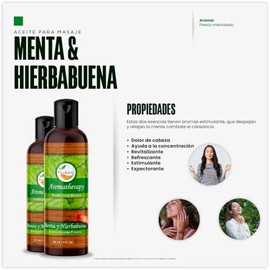 VIDA SCENTS AROMATHERAPY - Aceite Para Masaje Menta y Hiebabuena (125 ML)