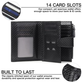 FALAN MULE Wallet for Men Genuine Leather RFID Blocking Mens Wallet with Zipper Coin Pocket ID Window