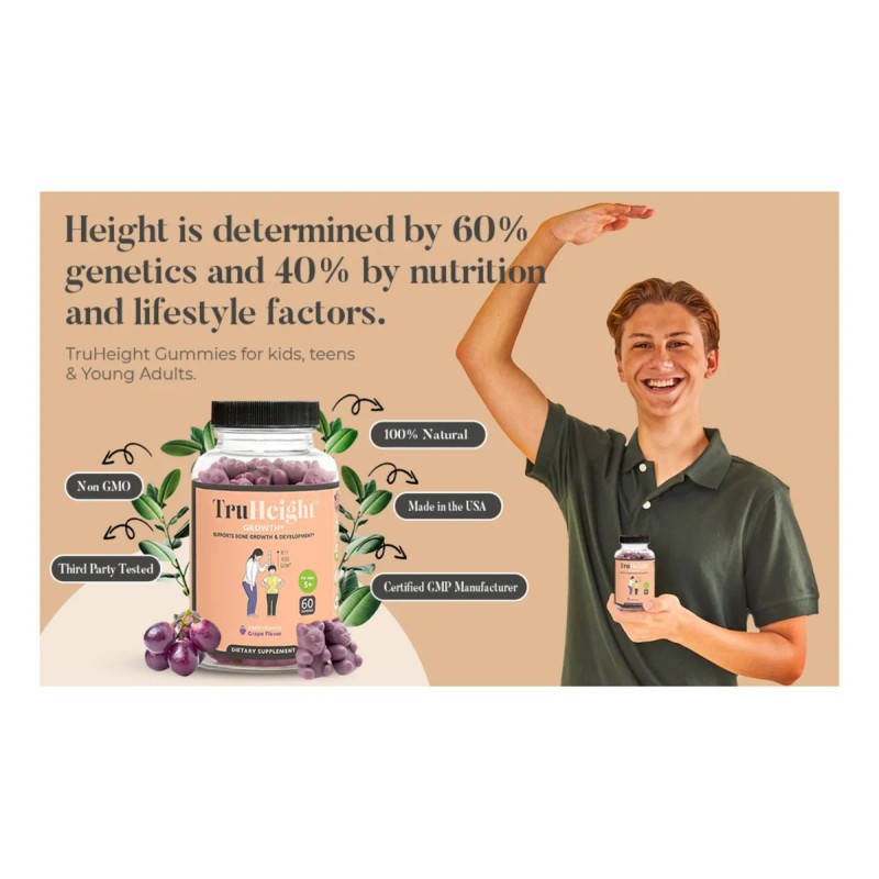 Gomitas Truheight Vitaminas Para Crecer 5+ Años Sabor Uva Sabor