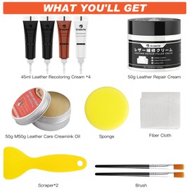 Black Leather Vinyl Repair Kit for Furniture 11PC Leather Filler Mink oil