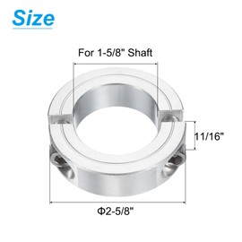 uxcell Double Split Clamp-On Shaft Collar for 1-5/8" Shaft, Two-Piece Clamping Collar 2-5/8" OD, 11/16" Thickness, Aluminum Alloy Set Screw Split Collar Clamp