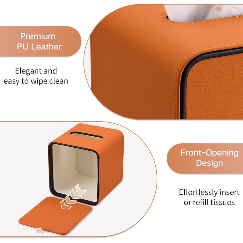 GORESE Square Tissue Box Cover for Kleenexs, PU Leather Tissue