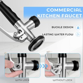 FGKQ Kitchen Faucets with Pull Down Sprayer,Brushed Nickel Commercial Kitchen Faucets, Two Head Kitchen Sink Faucets, High Pressure Faucet for Kitchen Sink, Stainless Steel