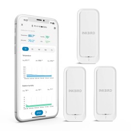 INKBIRD 3-Pack Indoor Outdoor Thermometer Hygrometer  Bluetooth Refrigerator Data Record