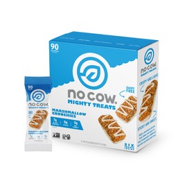 No Cow Mighty Treats, Marshmallow Crunchies, 7g Plant Based Vegan Protein, Keto Friendly Snacks, Low Sugar, Low Carb, Gluten Free, Naturally Sweetened, Dairy Free, Non GMO, Kosher, 6 Count