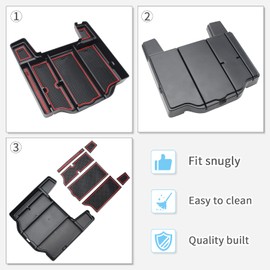 ROADGIVE Center Console Organizer Tray Fit for Dodge RAM 1500 2500 3500 2022 2021 2020 2019 Accessories Armrest Box 2 Layer with Non-Slip Rubber Liners
