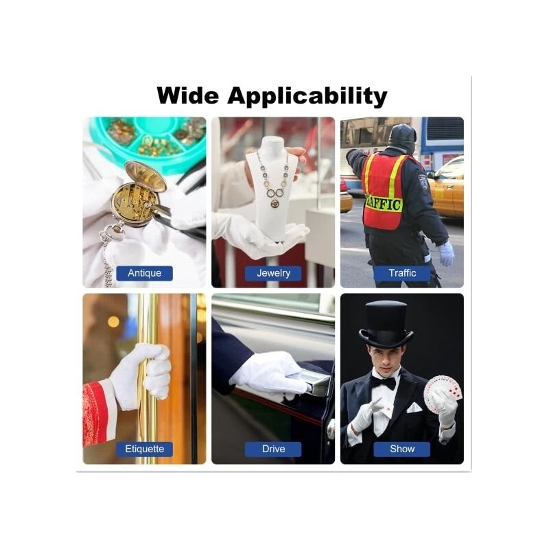 HIT 3 Pairs White Cotton Gloves For Dry Hands Sleeping