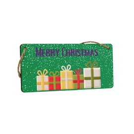 Merry Christmas Plywood Hanging Sign - Full Colour Wooden Christmas Decoration for Home Décor