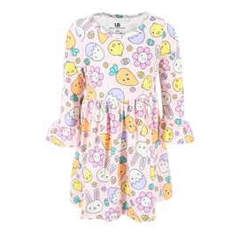 Unique Baby Girls Long Sleeve Spring Easter Dress Outfit for Girls Toddlers and Big Kids (12m, Easter Garden)