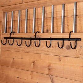 Easy-Up 8 Hook Tack Rack | Versatile and Organized Storage | Heavy Gauge Steel with Black Satin Finish | Fits Over Stall or Trailer Doors | Holds a Variety of Items | 5-Year Warranty