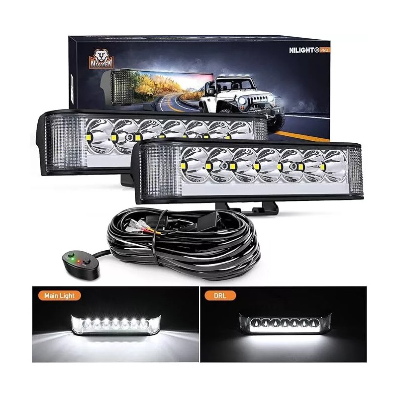 ‎Nilight Nilight Side Shooter LED Pods with DRL 6.5" 2089LM