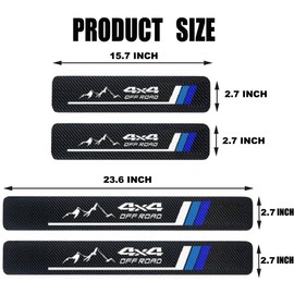 CARSA 4 Pack Tri-Color 3 Color Door Sill Protector,Tri Color Welcome Pedal Front Rear Door Guards Step Protector fit for Toyota Tacoma 4Runner Tundra Rav4 Highlander, blue 4x4