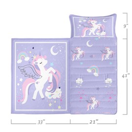 HOSIMA Nap Mat -Unicorn Sleeping Bag with Removable Pillow - Daycare and Sleepovers Preschool Kindergarten Bedding Set for Kids Toddler Boys Girls(Unicorn1 Large)