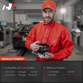 A-Premium Power Steering Pump, with Pulley, Compatible with Jeep Wrangler 2012-2017, Wrangler JK 2018, 3.6L Gas, Replace # 5154400AC, N9901310