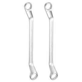 sourcing map 2pcs Offset Extra Long Box End Wrench 24 x 27 mm Metric 12 Point 45 Degree Offset Double End Box Ratcheting Wrench CR-V Polished Long Spanner Tools