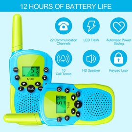 Oulesvte Pack of 2 Walkie Talkie, VOX Function Radio, LED Torch, Long Range 3 km Walki Talki, Walkie Talkie Children, Walki Talkie Children Adults for Adventure, Camping, Hiking
