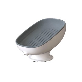 Desuibao Self Draining Soap Dish for Bathroom Sink Shower Suction Cup Soap Dish for Kitchen Counter Easy Clean Double Layer Drain Soap Container Saver for Bathtub Grey