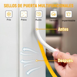LSXD Burlete para Puerta, 20M Cinta Aislante de Ruido para Ventanas Autoadhesivos, Tira de Sellado para Puerta de Gomas para el Agua, Frío, Calor, Polvo, Ruidos, Insecto en Recámaras,Cocina(Blanco)