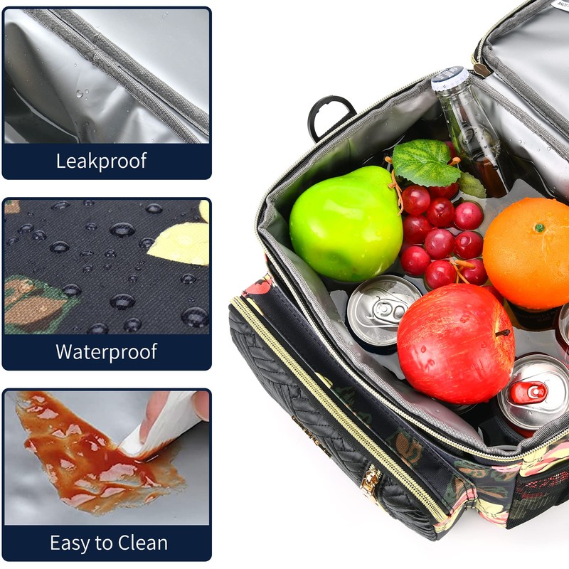 LOKASS Lunch Box for Women/Men-16L-Insulated Lunch Bag, Expandable Double-layer Leakproof