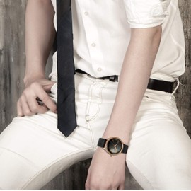 JewelryWe Men's Watch, Analogue Quartz Waterproof, Simple Casual Watch with Leather Strap, Brown / Black, 3-black, Christmas Day, birthday