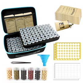 120 Slots Seed Storage Organizer with 25 Envelopes Portable Sturdy Seeds Container Box Airtight Garden Seed Saver Saving Kit (medium-120 Slots)