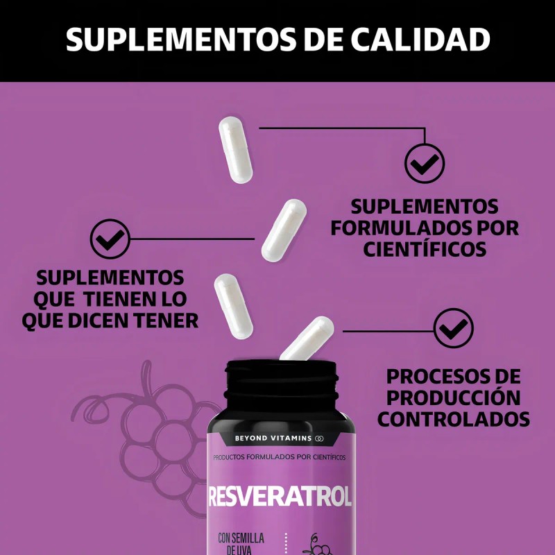 Resveratrol 100 Vegano de alto contenido en Polifenoles Pimienta Negra