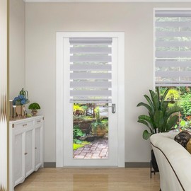 Changshade Zebra Blinds Shades with Cassette Valance for Doors Windows Cordless Roll Up and Pull Down, Light Filtering Room Darkening 50% Blackout Privacy, Shade Size 39.5" Width×64" Height, Grey