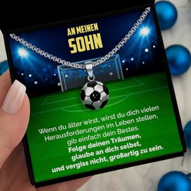 SOFIA FERRER Football Gifts Boys 7, 8, 9, 10, 11, 12 Years, Cool Gifts for Boys, Stainless Steel Necklace, Football Items, Boy 10 Years Gift Ideas, Son, Grandson, Birthday, Stainless Steel, Cubic