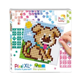 Pixel P41041 Pixel Plate XL Puppy, Set Flexible Base Plate, for Children to Design Yourself, Easy Plug-In System, No Ironing or Gluing, Stones Made of Bioplastic