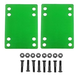 H Block Skateboard Riser Pads and Hardware 1/8" (4mm) Green Risers and 1" Bolts