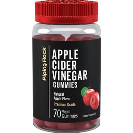 Piping Rock Apple Cider Vinegar Gummies | 70 Count | Apple Flavor | Premium Grade ACV Supplement | Vegan, Non-GMO, Gluten Free
