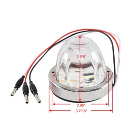 MGWILL Amber/Clear Watermelon Turn/Marker Light 18 LED Surface Mount Glass Lens with Stainless Steel Bezel