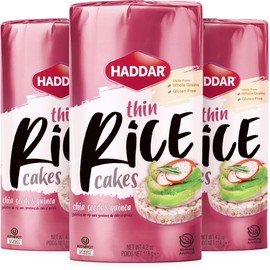 Haddar Multigrain Chia Seeds & Quinoa Rice Cakes, 4.2oz (3 Pack) | All Natural, Gluten Free, Vegan, Non GMO, Low Fat, Low Calorie, Zero Sugar