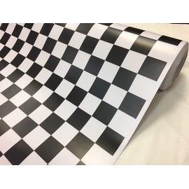 Car Wrapping Sheet 59.1 x 11.8 inches (150 x 30 cm), Non-Gloss Checkered Flag Pattern, Checkered Cutting Sheet