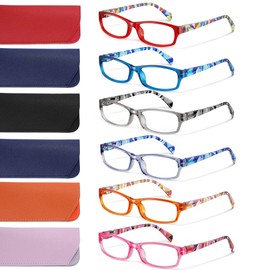 kunchu Reading Glasses for Women - Blue Light Blocking Spring Hinge Computer Readers Anti Glare UV Eyeglasses (MIX6, 1.5)