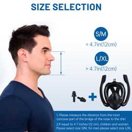 dellyy Snorkel Mask for Adults and Children, Diving Mask, Full Mask with Snorkel, CO2 Safe, Adult Snorkel Set, for Open Water (L/XL)