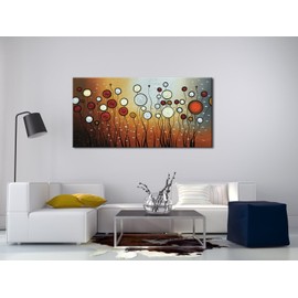 Wieco Art Large Abstract Flower Oil Painting on Canvas Home Decorations Wall Art Framed