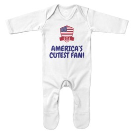 Purple Print House Americas Cutest Romper Suit for Baby Boys American Soccer Supporters Gift Ideas for Christmas USA Flag, 6-12 Months, White