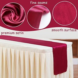 Paquete de 5 caminos de mesa de satén de tela suave de seda para bodas, cumpleaños, banquetes, fiestas, Navidad, decoración festiva (12 x 108 pulgadas, rojo oscuro)