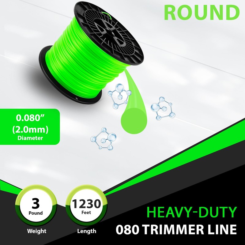 KAKO 080 Trimmer Line Heavy Duty, Weed Eater String .080,
