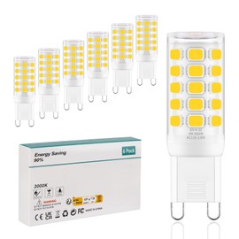 Ocixhbe G9 LED Bulb Dimmable 3W, T4 G9 4W Replacement for 40 Watts Halogen, 3000K Warm White, Chandelier Lighting, AC 120V No-Flicker, Pack of 6