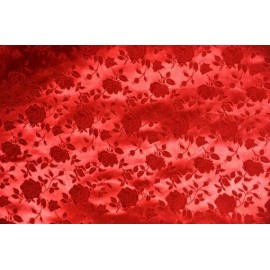 Unbranded Red brocade Jacquard fabric dress runner Satin Floral 58" wide per yard