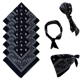 Makone Black Paisley Bandana 6pcs Novelty Neckerchief Mens Bandanas for Women - Adult Unisex Neck Warmer - Christmas Carnival Costume Accessories