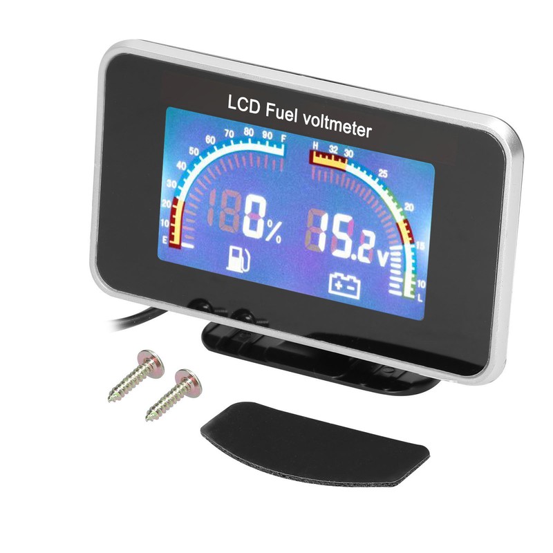 2-in-1 LCD Car Digital Fuel Level Gauge Voltmeter Universal Instrument