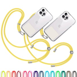 TBOC 2X Cell Phone Lanyard [Yellow] - Comfortable Universal Smartphone Lanyard - Easy to Use Neck Phone Holder [White Ice Patch] - Adjustable Length Phone Strap Crossbody - Fits All Mobile Phones