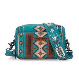 Wrangler Crossbody Bag for Women Boho Aztec Small Multi Pocket Crossover Purse:_Angel Diamond Burgundy