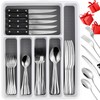 49 Piece Silverware Set with Organizer - Utensil Sets Stainless