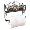 Adhesive Paper Towel Holder with Shelf, Wall Mount, 12in Black